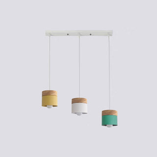 Aria Pendelleuchte Arisha Zylinder LED Grau/Weiß/Gelb/Grün Wohnzimmer Holz-Purlicht