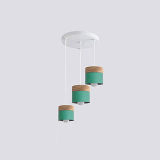 Aria Pendelleuchte Arisha Zylinder LED Grau/Weiß/Gelb/Grün Wohnzimmer Holz-Purlicht