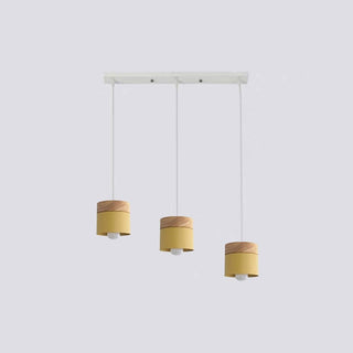 Aria Pendelleuchte Arisha Zylinder LED Grau/Weiß/Gelb/Grün Wohnzimmer Holz-Purlicht