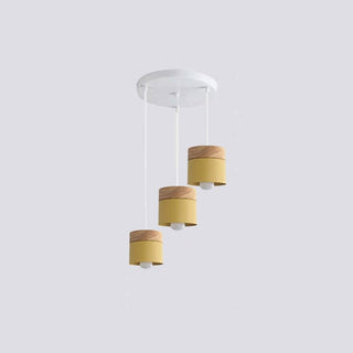 Aria Pendelleuchte Arisha Zylinder LED Grau/Weiß/Gelb/Grün Wohnzimmer Holz-Purlicht