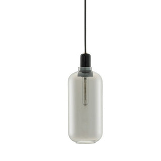 Valentina Designer Zylinder LED Pendelleuchte Bernstein/Rauchgrau Wohnzimmer Marmor/Glas-Purlicht
