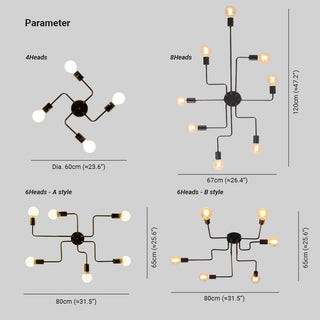 Silva Vintage LED Deckenleuchte Industriestil Wohnzimmer Metall 5 Farben-Purlicht
