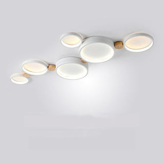 Muto Deckenleuchte Rund Modern LED Weiß/Grau/Grün, Wohnzimmer, Holz-Purlicht