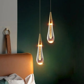 Kristy Kreative Pendelleuchte Glastropfen Gold Schlafzimmer/Esszimmer Glas-Purlicht