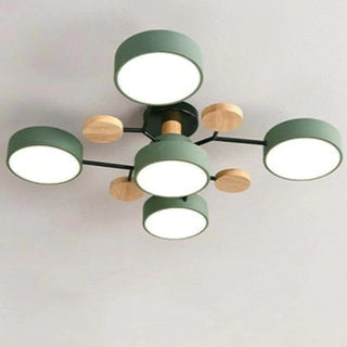 Muto Deckenleuchte Holz Modern Rund LED Weiß Schlaf/Wohnzimmer-Purlicht