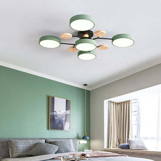 Muto Deckenleuchte Holz Modern Rund LED Weiß Schlaf/Wohnzimmer-Purlicht