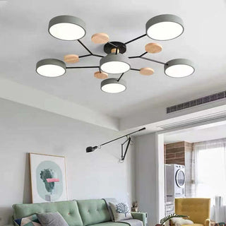 Muto Deckenleuchte Holz Modern Rund LED Weiß Schlaf/Wohnzimmer-Purlicht