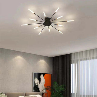 Arisha Industrial LED Deckenleuchte Schwarz/Gold Wohnzimmer Metall-Purlicht