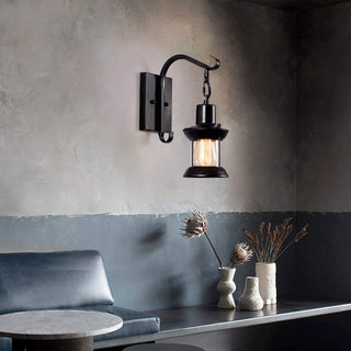 Silva Industrielle Retro Wandleuchte Schwarz/Bronze Innen Metall/Glas-Purlicht