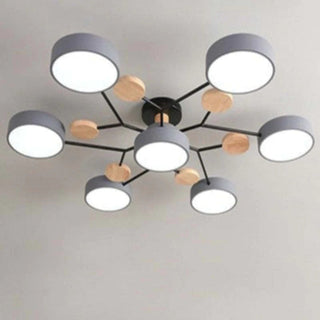 Muto Deckenleuchte Holz Modern Rund LED Weiß Schlaf/Wohnzimmer-Purlicht