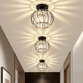 Arisha Modern Deckenleuchte Kugel, Schwarz/Gold, Flur, Kristall Metall-Purlicht