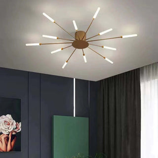 Arisha Industrial LED Deckenleuchte Schwarz/Gold Wohnzimmer Metall-Purlicht