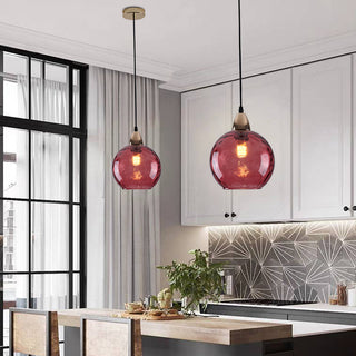 Aria Design LED Bunte Pendelleuchte Glaskugel 1 Flammig Esstisch-Purlicht