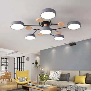 Muto Deckenleuchte Holz Modern Rund LED Weiß Schlaf/Wohnzimmer-Purlicht